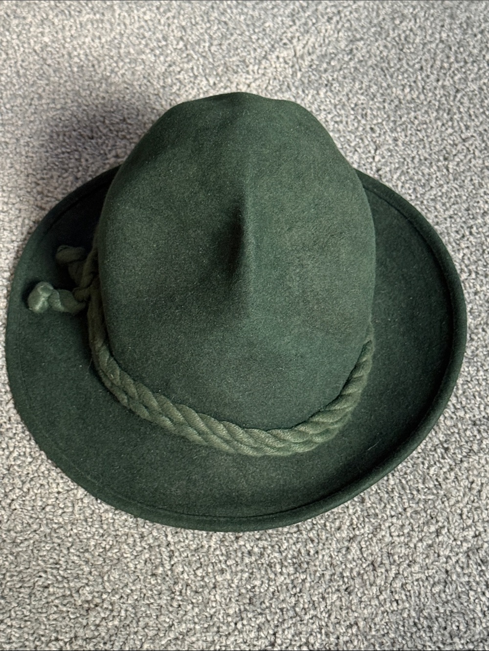 VINTAGE Stattmann-Hute Dark Green Wool Fedora Hat with Braided Band.